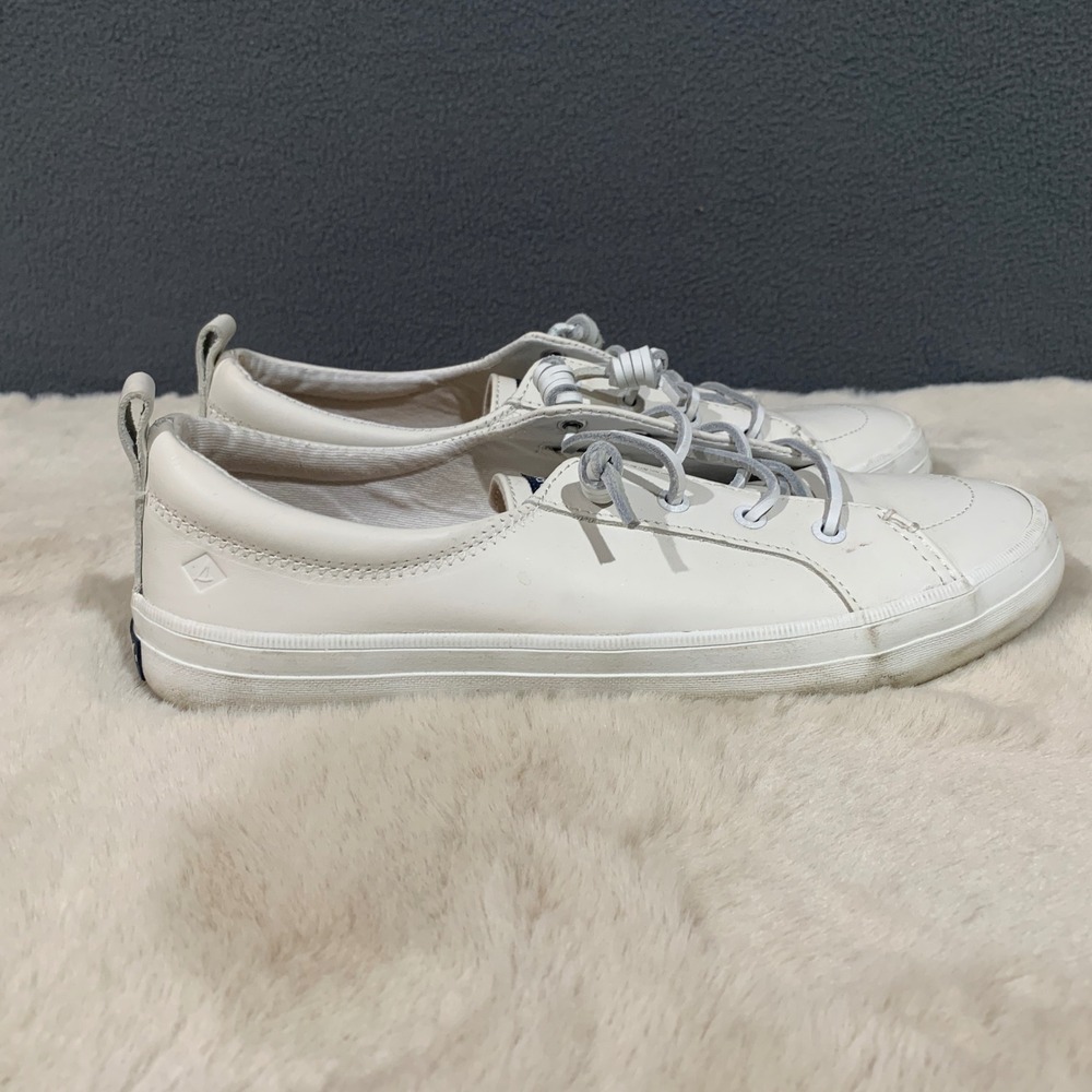 Women's Size 8.5 Boat Shoe Sneakers White Leather Comfort‎ Preppy Coastal Vaca